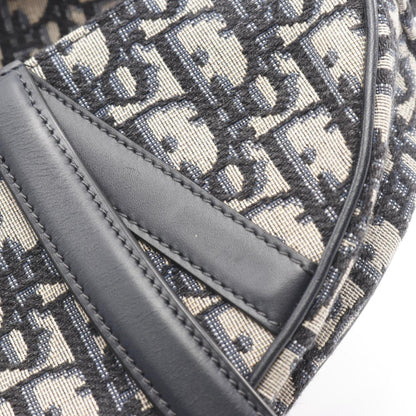 Christian Dior Dior Saddle Bag Mini Oblique Jacquard Handbag Canvas Leather