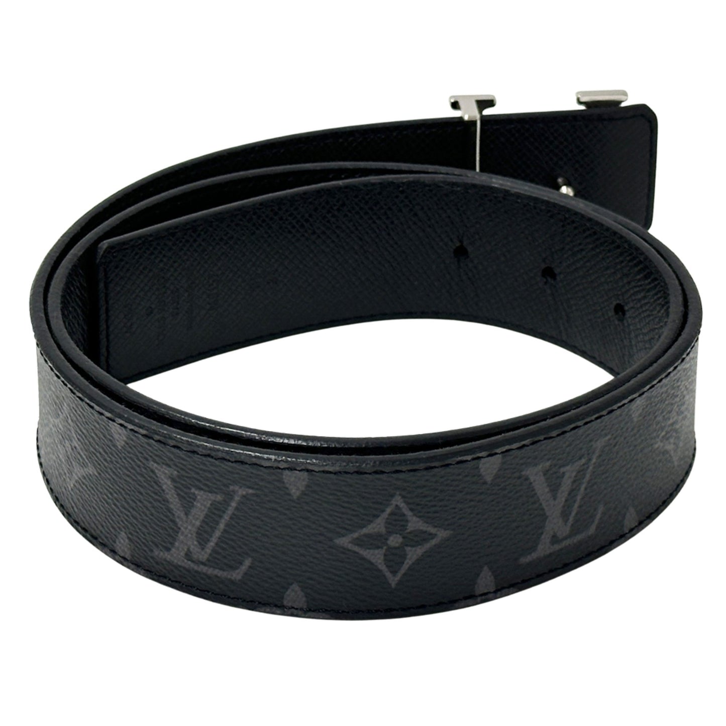 Louis Vuitton Monogram Eclipse Men'S Belt With Lv Initials