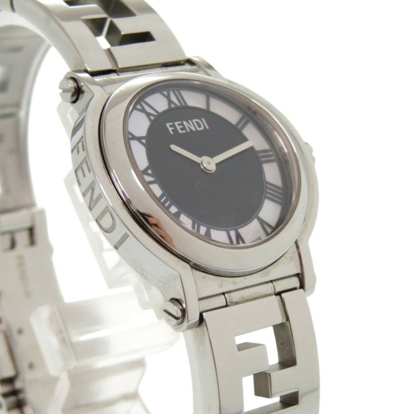 Fendi 6100L Caredro Shell Stainless Steel Black Quartz Watch