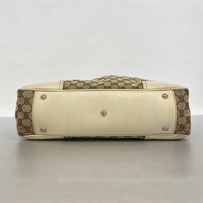 Gucci Tote Bag Gg Canvas 163805 Beige Brown Champagne