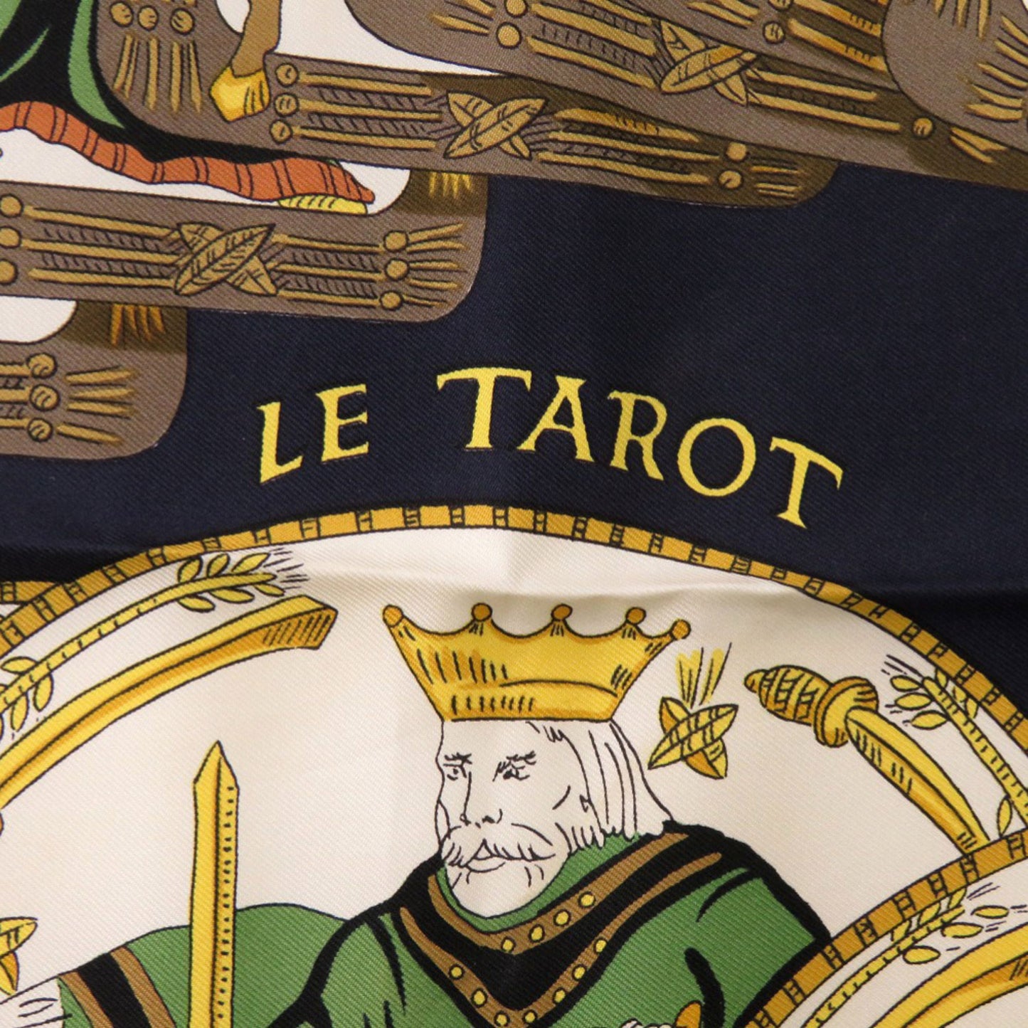 Hermes Herms Carr 90 Le Tarot Tarot Silk Scarf Muffler In Black