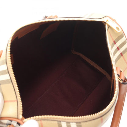 Burberry Check Handbag Leather Coated Canvas