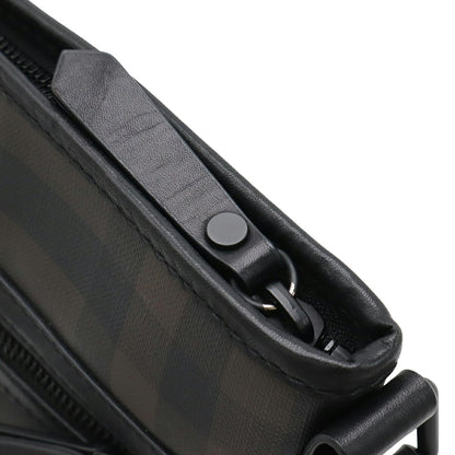 Burberry Smoked Check Pattern Shoulder Bag Pvc Leather Khaki Brown Black