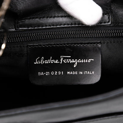 Salvatore Ferragamo Gancini One-Shoulder Bag In Black Leather