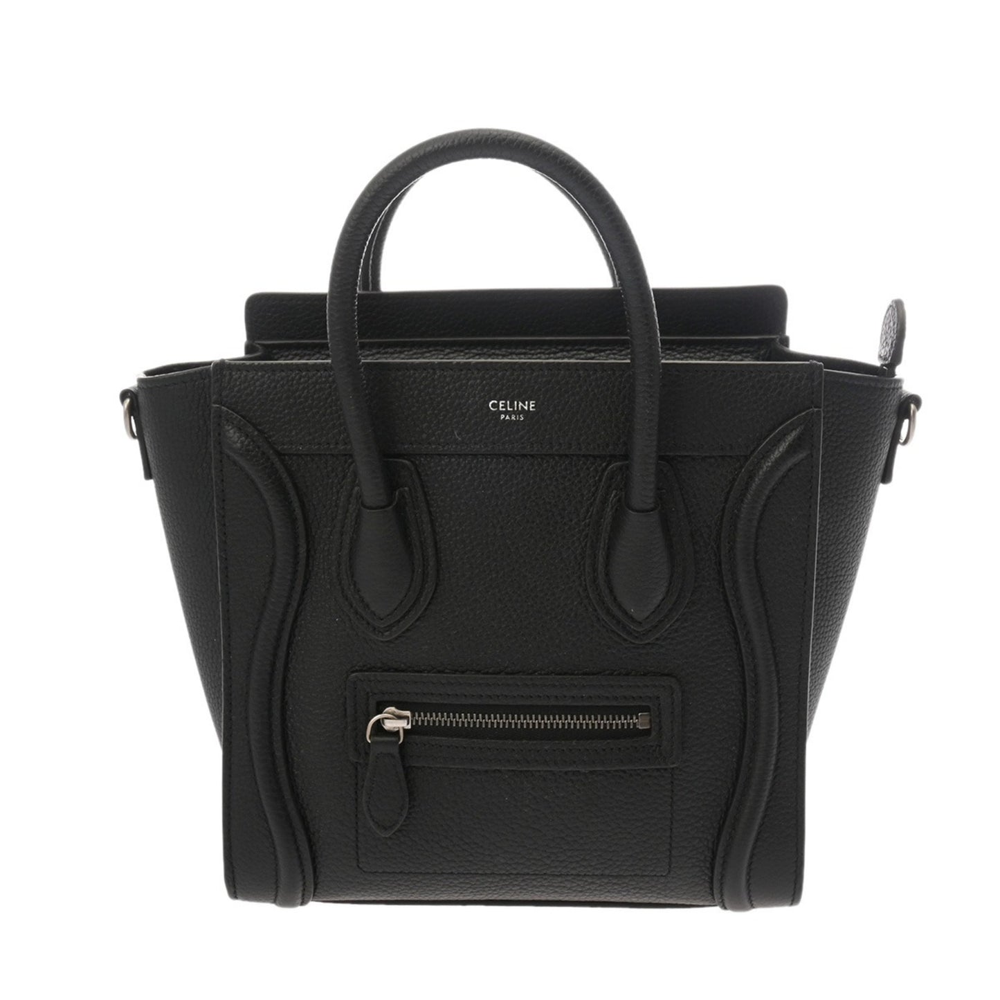 Celine Luggage Nano 2-Way Black 189243 Women'S Drummed Calfskin Handbag
