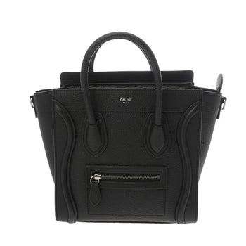 Celine Luggage Nano 2-Way Black 189243 Women'S Drummed Calfskin Handbag