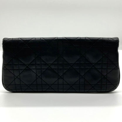 Christian Dior Chain Wallet Pouch Cannage Lambskin Black