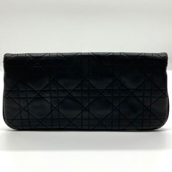 Christian Dior Chain Wallet Pouch Cannage Lambskin Black