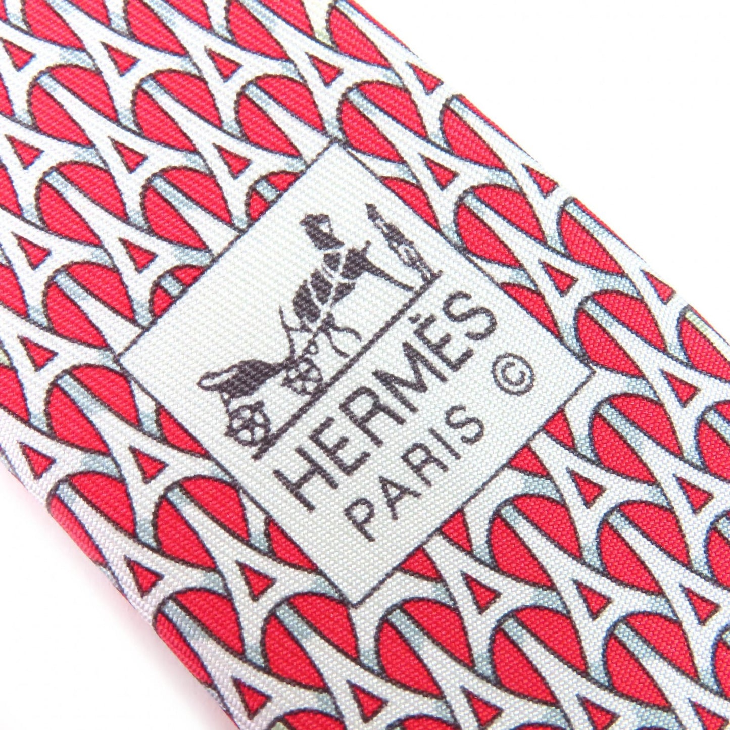 Hermes 5265 Sa 100% Silk Geometric Print Cravat Tie In Red With Box