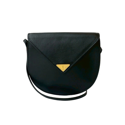 Yves Saint Laurent Ysl Logo Hardware Leather Shoulder Bag Pochette Black 23845