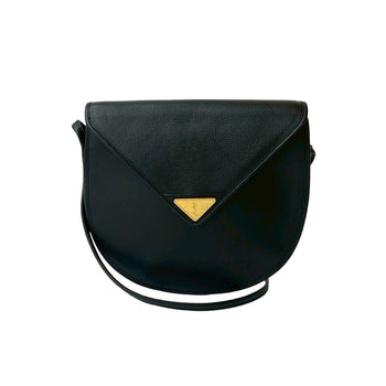 Yves Saint Laurent Ysl Logo Hardware Leather Shoulder Bag Pochette Black 23845