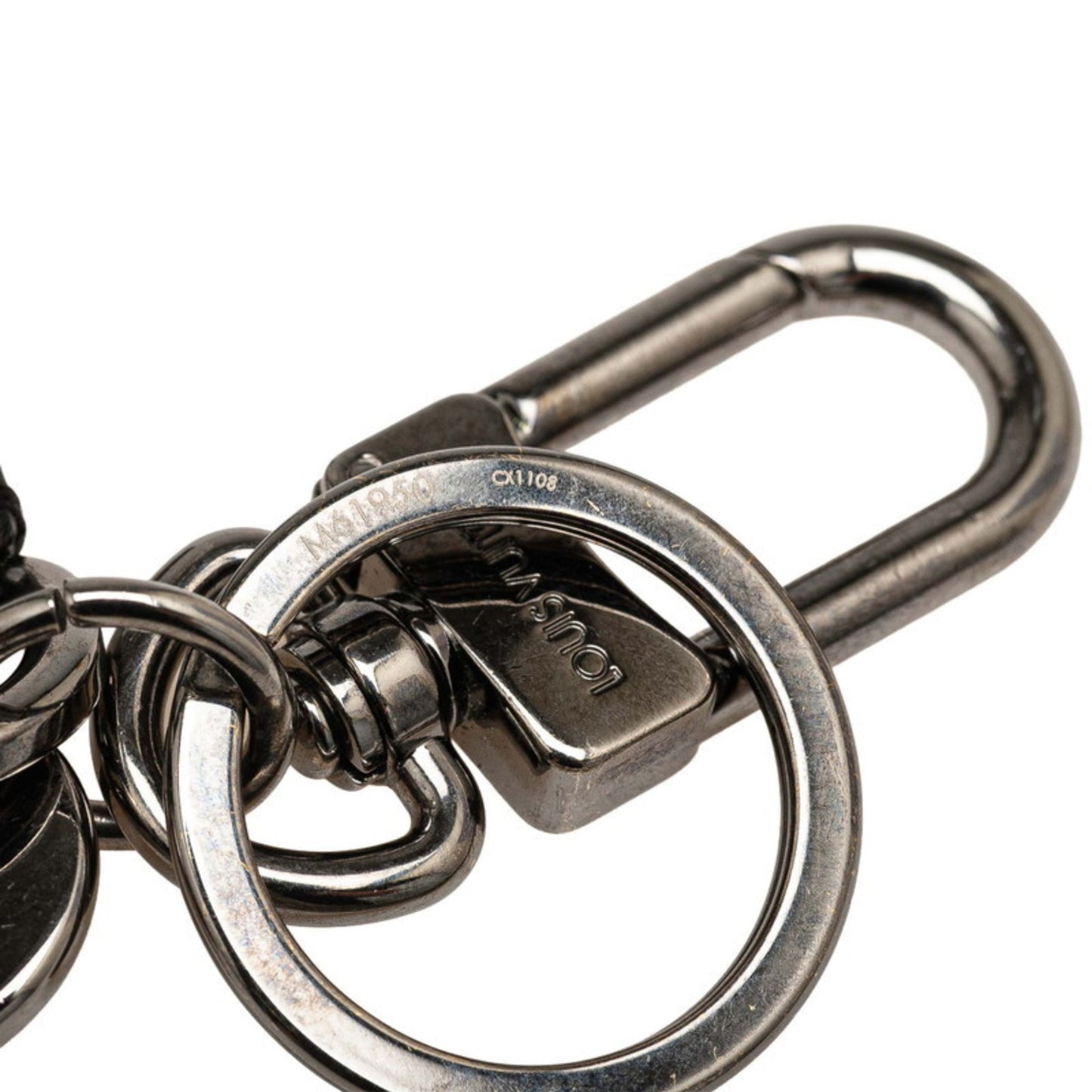 Louis Vuitton Monogram Eclipse Porte-Cls Dragonne Keychain Key Ring M61950 Black Leather