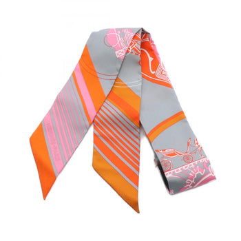 Hermes Herms Twilly Ex-Libris Forever Silk Scarf For Women In Orange