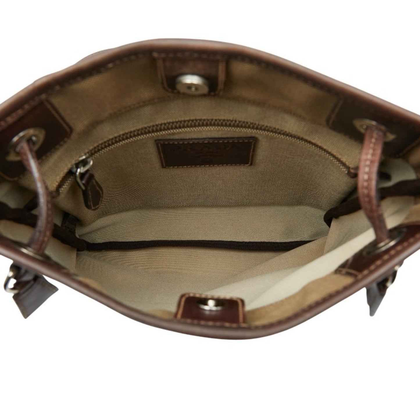 Prada Logo Jacquard Shoulder Bag Bt0551 Beige Brown Canvas Leather