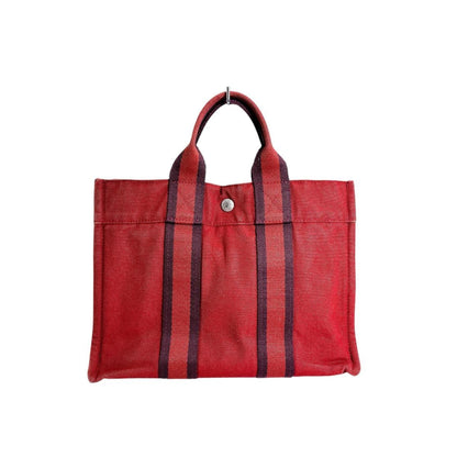 Hermes Herms Foul Tote Pm Canvas Handbag In Red