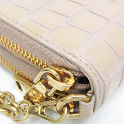 Miu Miu Double Zipper 5Mc078 Leather Card Case Pink Beige