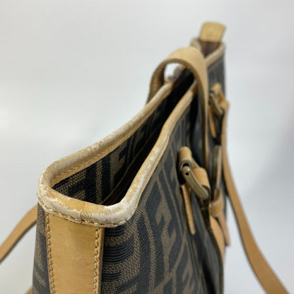 Fendi Zucca Pattern Bucket Tote Bag In Pvc And Leather