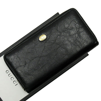 Gucci Gucci Round Wallet Gg Black Silver Gold Leather 575988