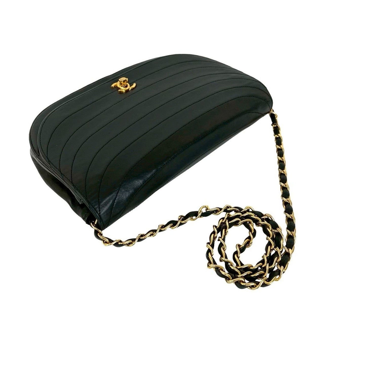 Chanel Coco Mark Half Moon Lambskin Chain Shoulder Bag