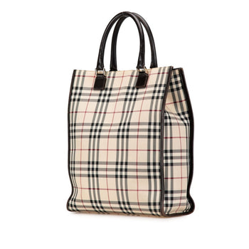 Burberry Nova Check Handbag Beige Brown Canvas Leather