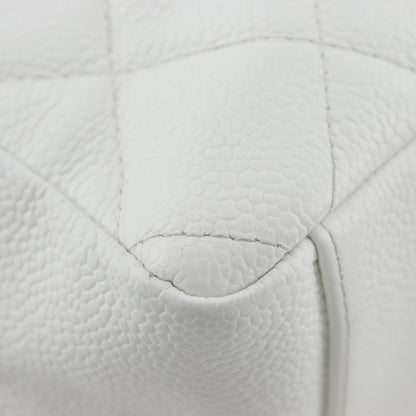 Chanel Pst Chain Tote Shoulder Bag Caviar Skin White A5 Snap Button