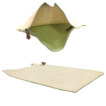 Hermes Hermes Flat Pouch Bora Mm Bicolor 100% Cotton Natural X Lime Green Clutch Bag Canvas