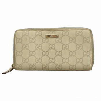 Gucci Long Wallet Guccissima 307980 Leather Ivory Champagne