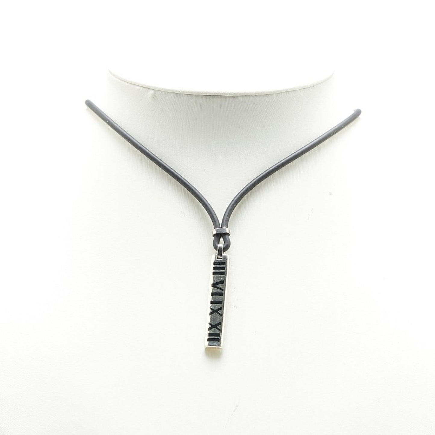 Tiffany Atlas Necklace Silver Black Sv925 Rubber