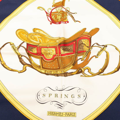 Hermes Herms Carr 90 Springs Scarf/Muffler In Beige