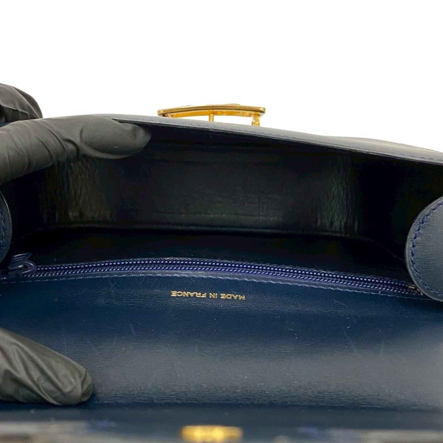 Celine Logo Horse-Drawn Carriage Calf Leather Shoulder Bag/Pochette/Sacoche In Navy 19090