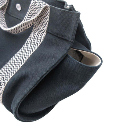 Hermes Cannes Pm Handbag Tote Canvas Herringbone With Pouch