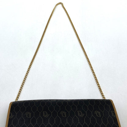 Christian Dior Dior Christian Honeycomb Shoulder Bag Black Brown Leather