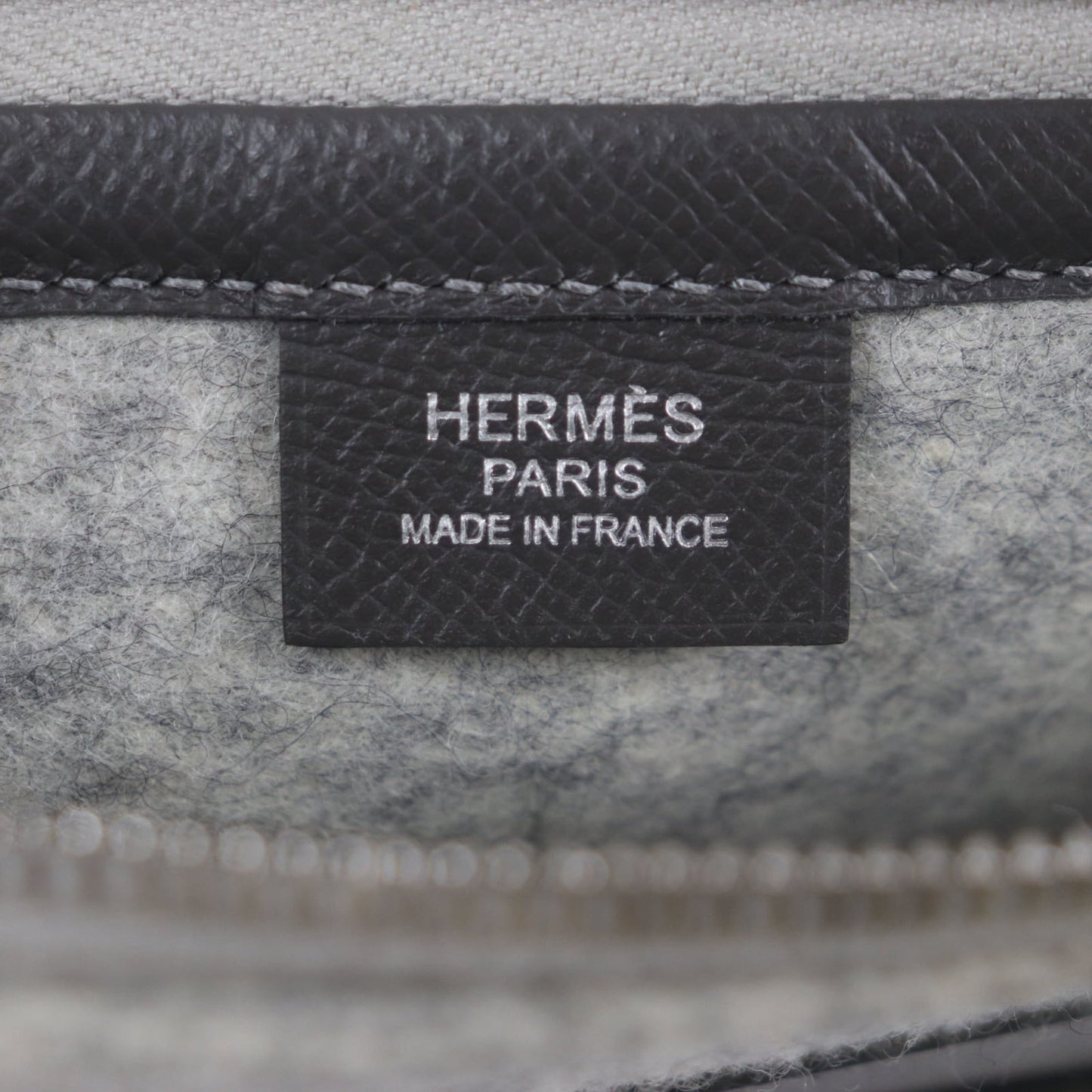 Hermes Too Doo 29 Felt And Epsom Leather Flat Pouch/Clutch Bag With Silver Hardware