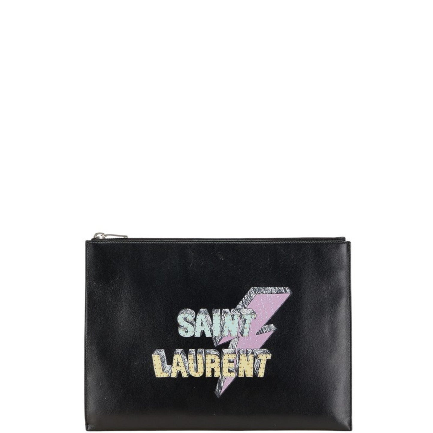 Saint Laurent Logo Print Studded Ipad Tablet Case Clutch Bag In Black
