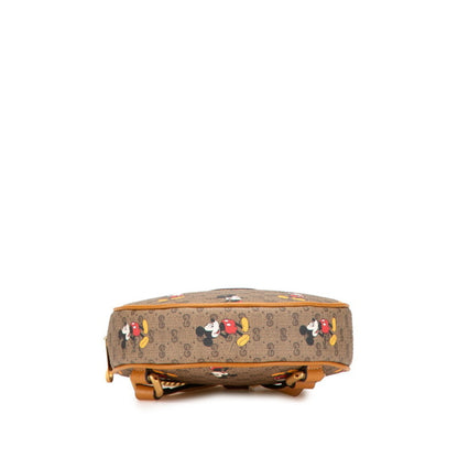 Gucci X Disney Ebony Mini Gg Supreme Mickey Print Chain Backpack 603730 Brown Leather