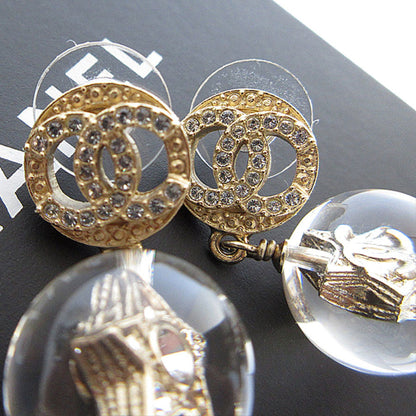 Chanel Coco Mark Metal Resin Gold Silver Earrings
