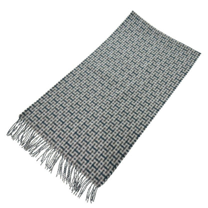 Hermes H Ecosse H394083T 06 Cashmere Green Grey Scarf 0846Hermes