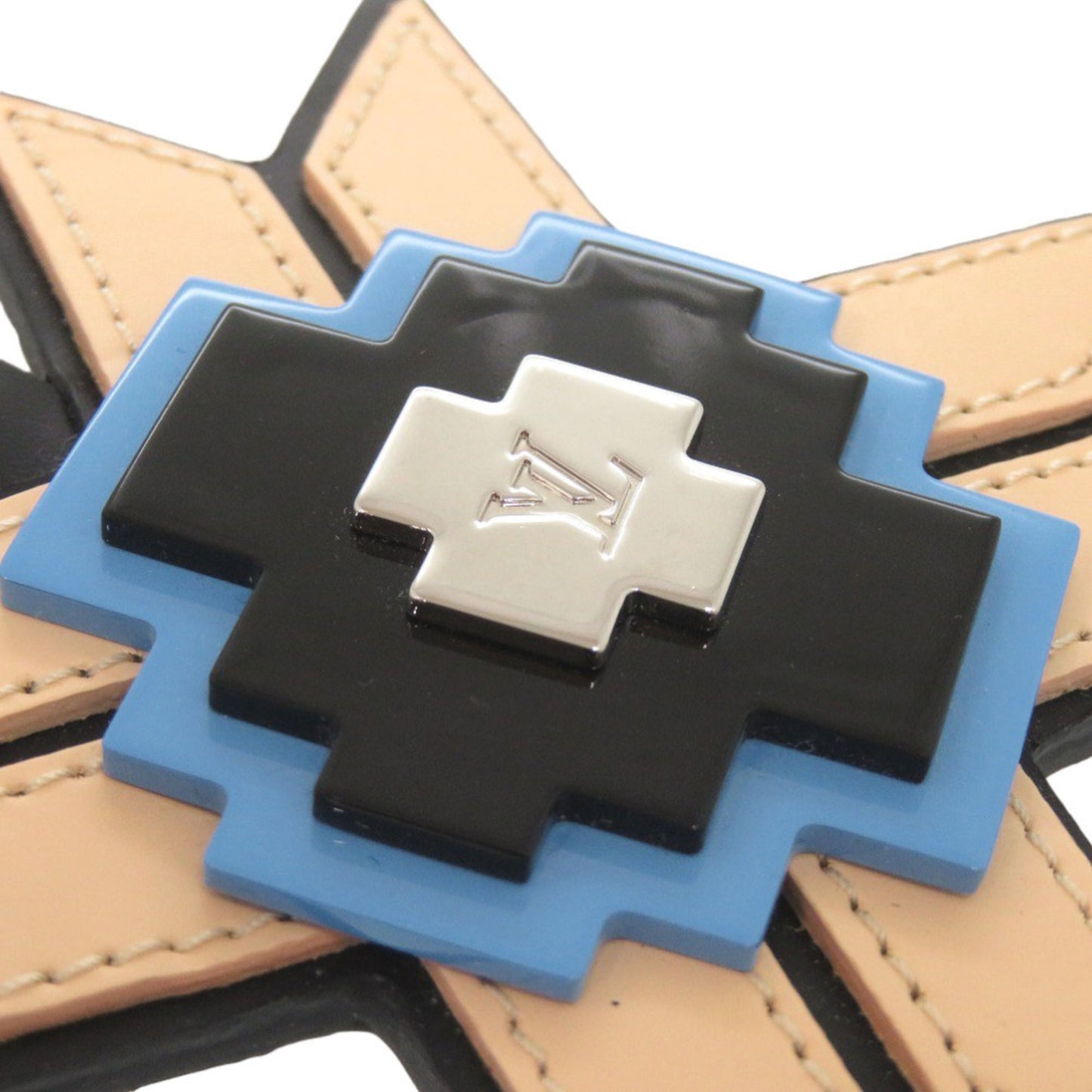 Louis Vuitton Mp1646 Leather Plastic Beige Black Keychain 0075 Louis Vuitton