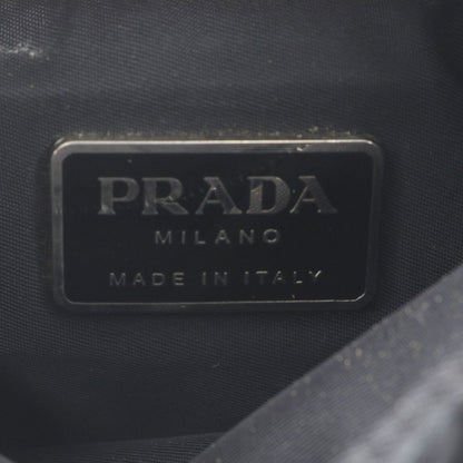 Prada Tessuto Nylon Triangle Logo Leather Shoulder Bag Messenger Black