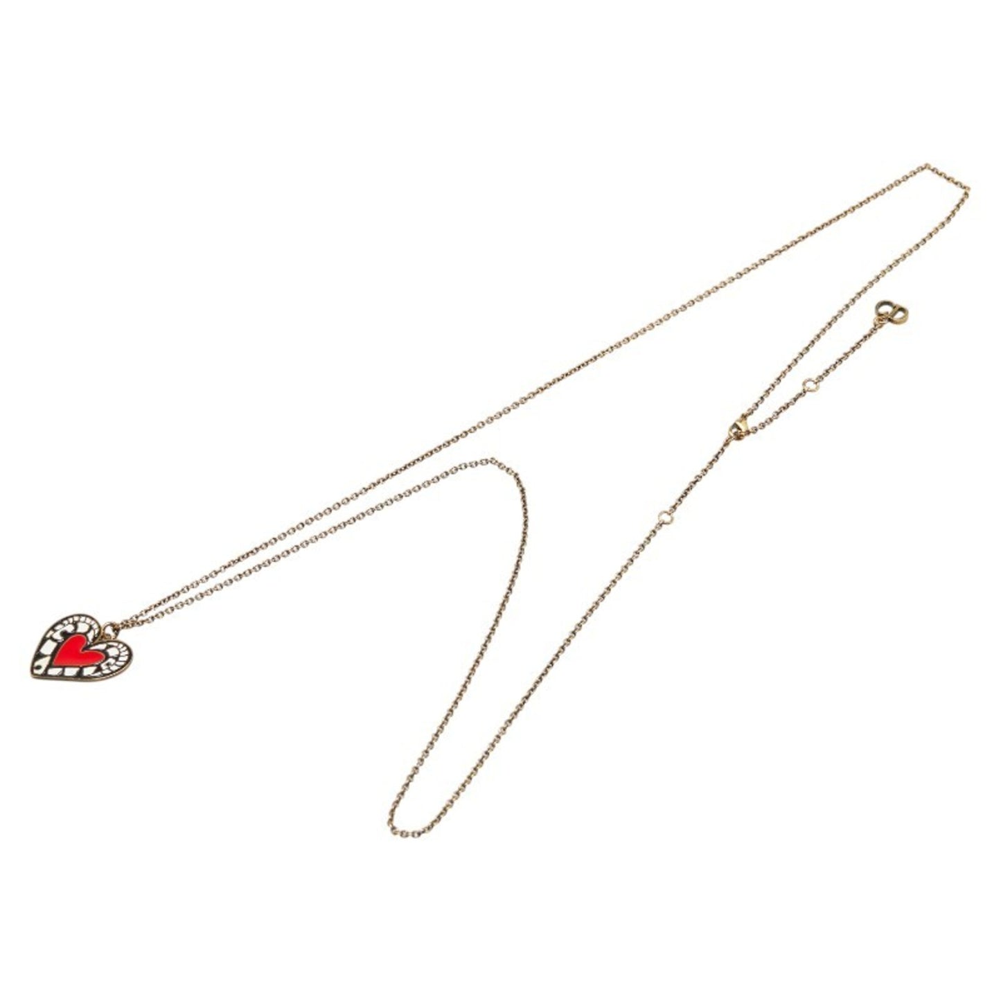 Christian Dior Dior Heart Long Necklace Gold Multicolor Plated