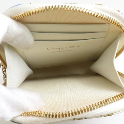 Christian Dior Phone Holder Pouch Leather Ivory X Multicolor