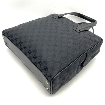 Gucci 90677 001013 Handbag Tote Bag Gg Canvas Pattern Leather Black