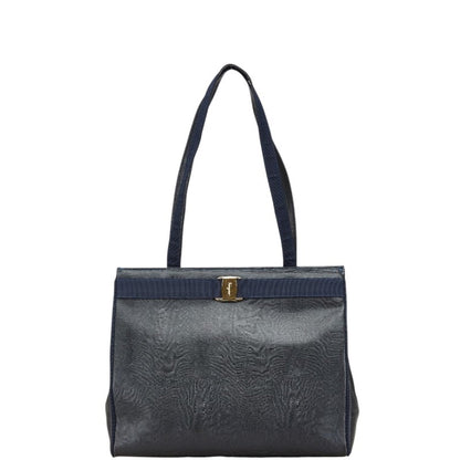 Salvatore Ferragamo Vara Embossed Tote Bag Handbag Aq21 2530 Black Leather
