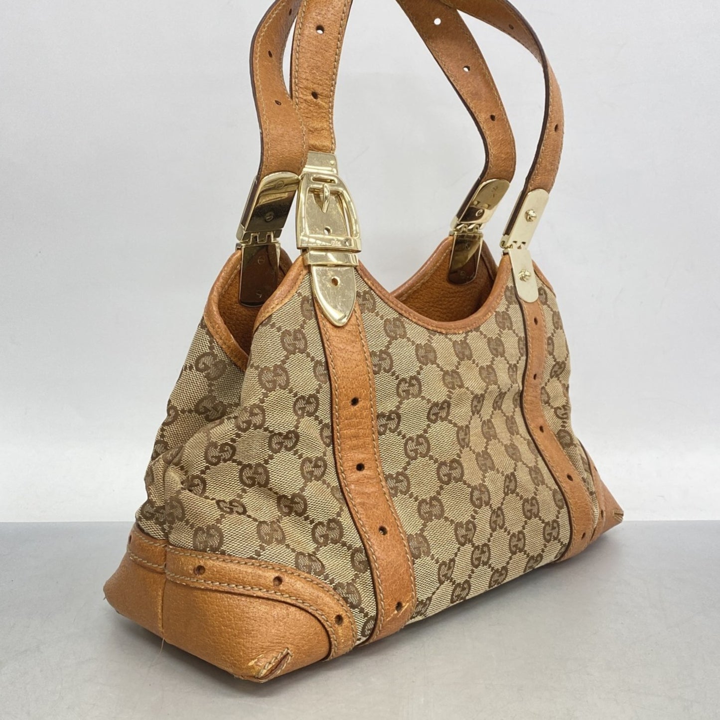 Gucci Gg Canvas Handbag 145761 Beige Light Brown Champagne