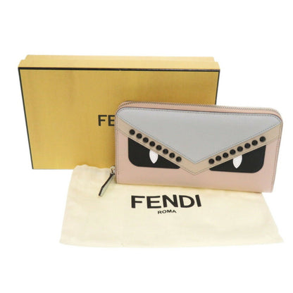 Unused Fendi Bugs Monster 8M0299 Leather Light Pink Long Wallet 0335Fendi