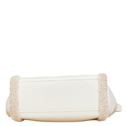 Kate Spade Handbag Shoulder Bag White Faux Fur Polyurethane Leather