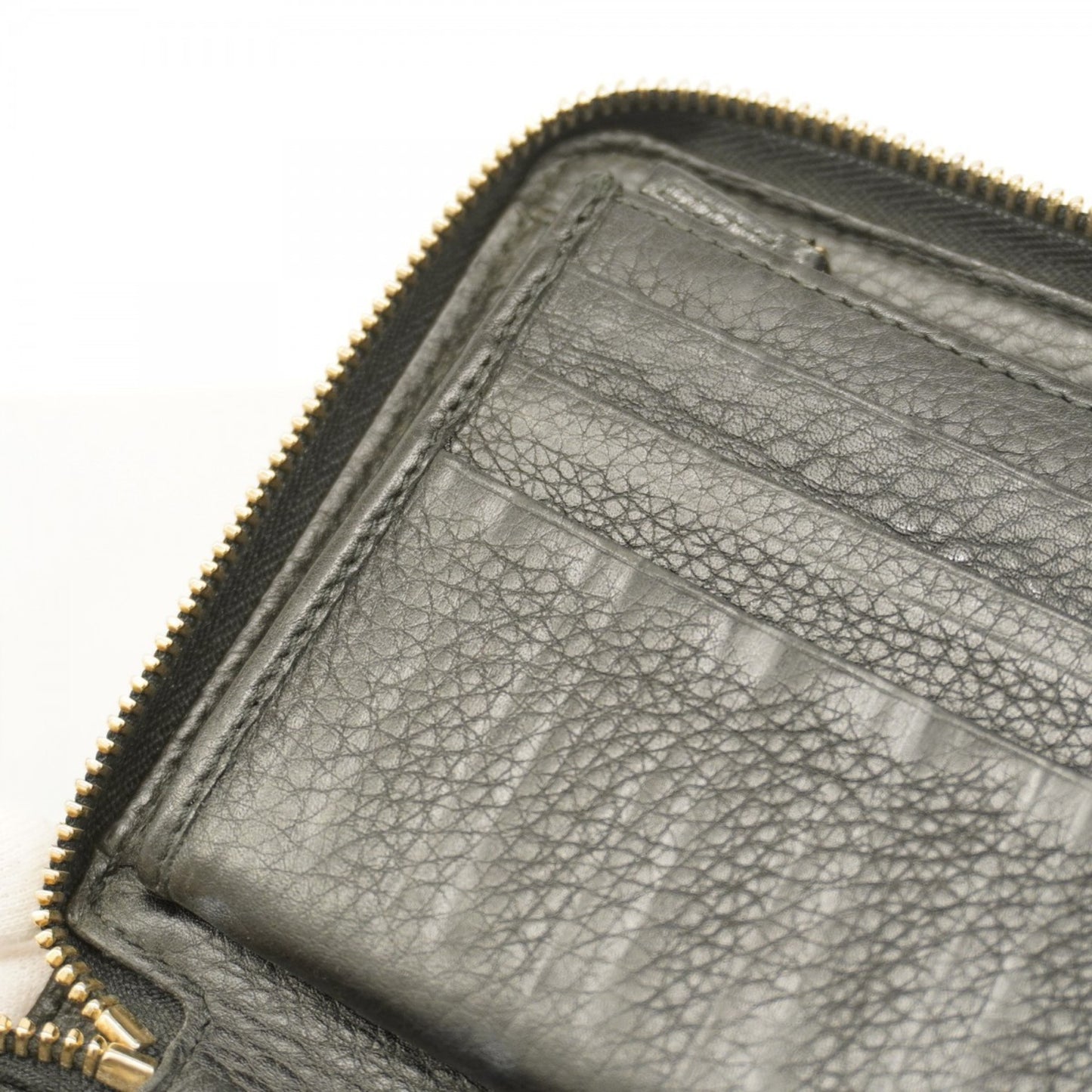 Gucci Soho Long Wallet 291102 Leather Black Champagne