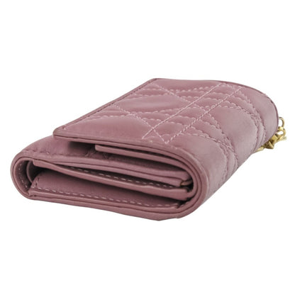 Christian Dior Lady Cannage Lotus Wallet Tri-Fold In Lavender