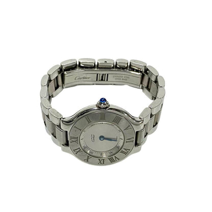 Cartier Must 21 Logo Engraved Stainless Steel Quartz Wristwatch