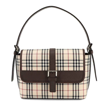 Burberry Nova Check Shoulder Bag In Canvas And Leather With Beige